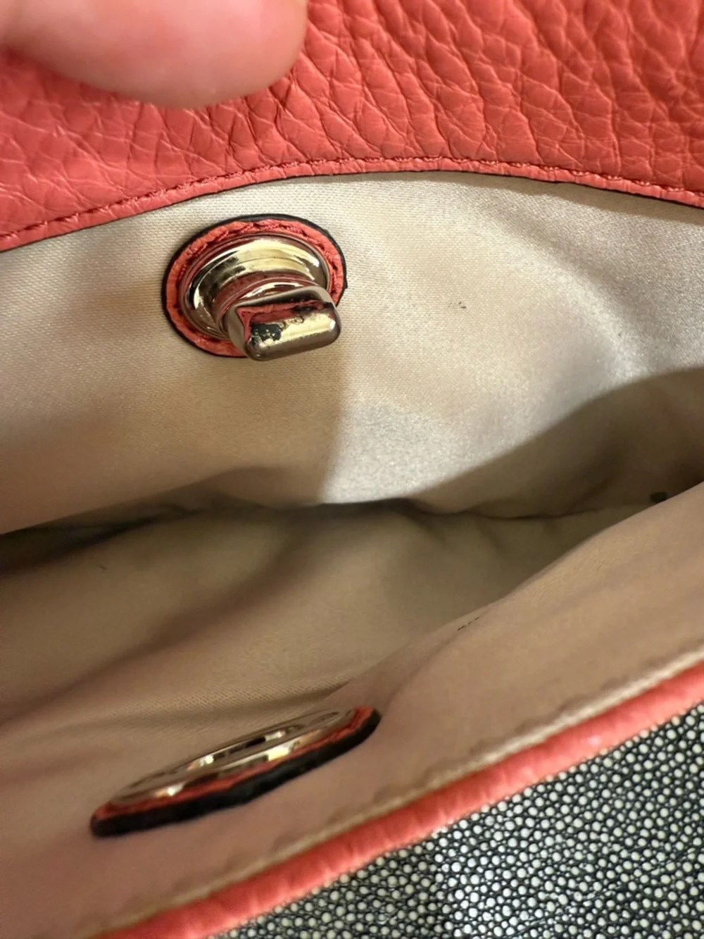 Coach Coral Pebbled Leather Wristlet with Turnlock Accent
